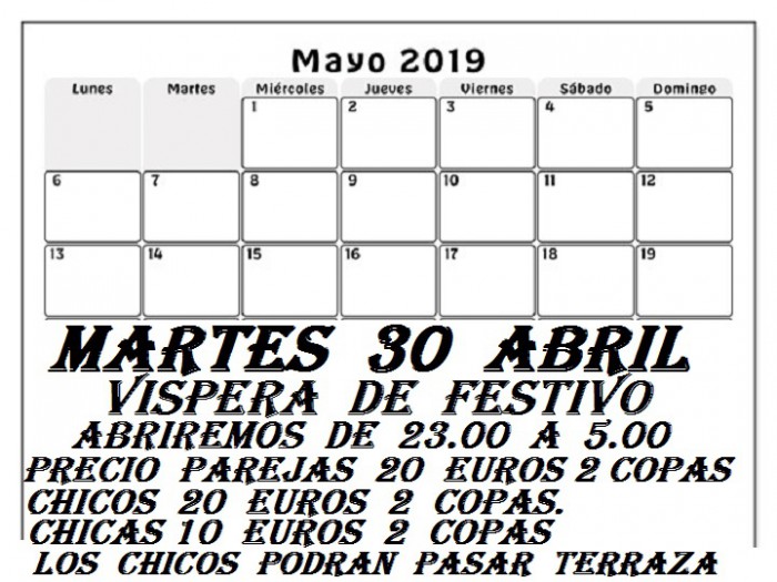 MARTES VISPERA FESTIVO
